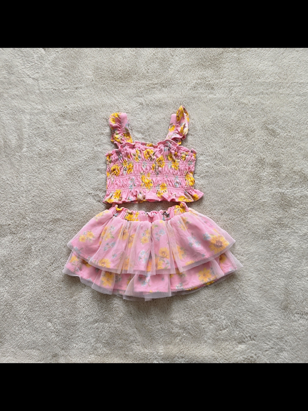 Old Navy Floral Smocked Top & Layered Tulle Skirt Set For Toddler Girls